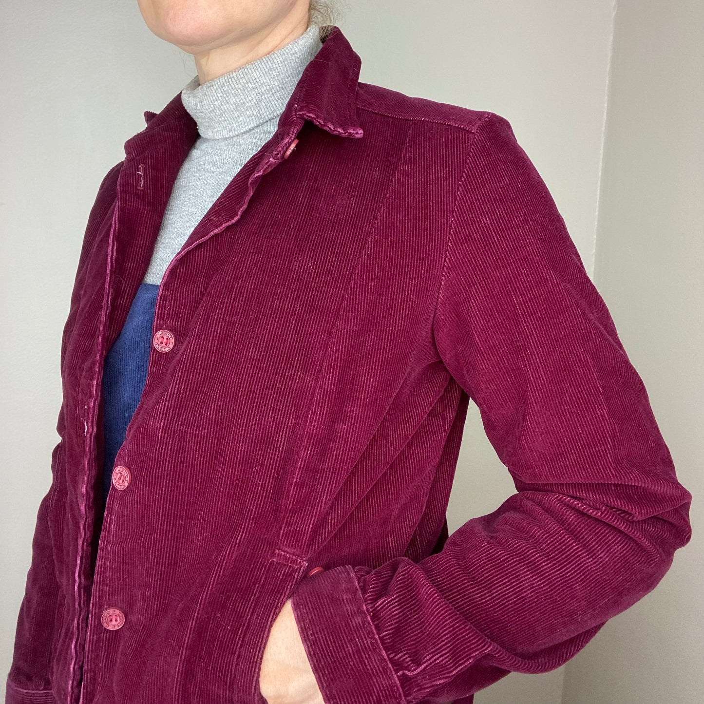 1970s Maroon Corduroy Jacket, Wrangler Misses Size Medium