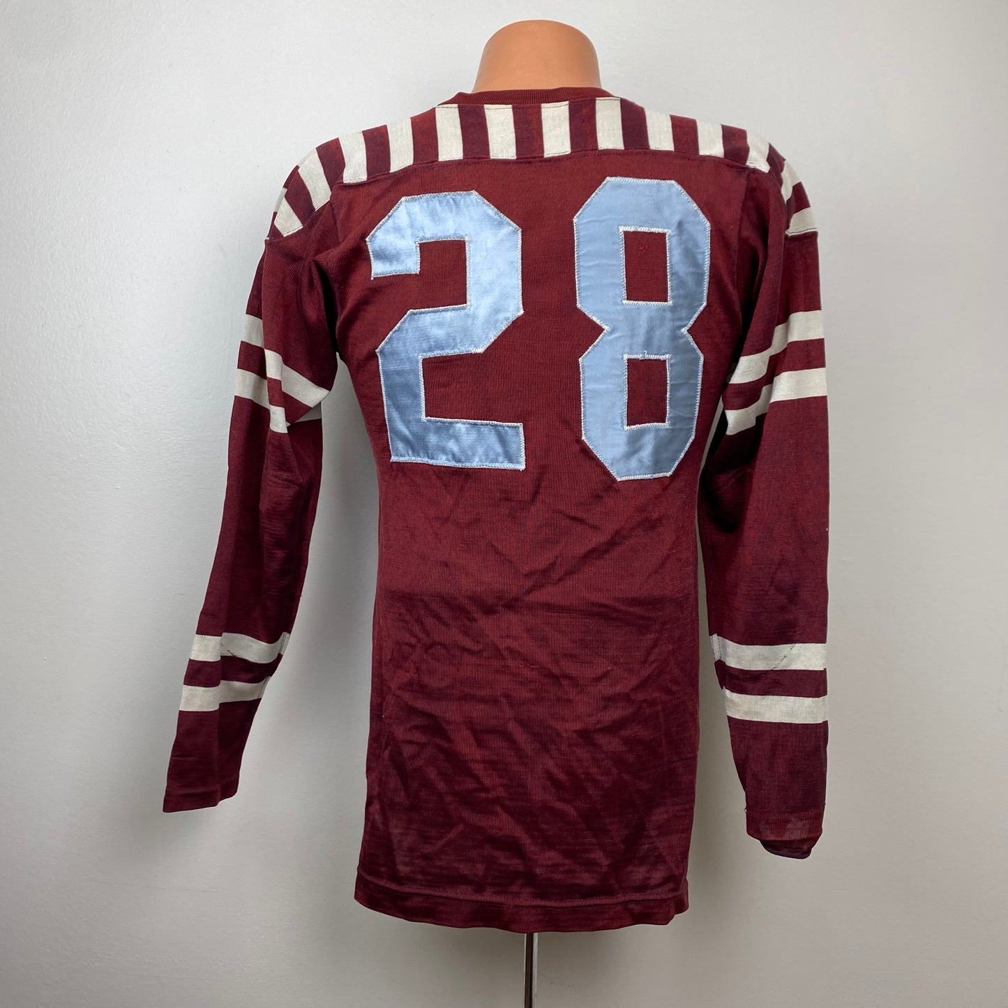 1940s Spaulding/Sand Knit Jersey, Size Small, Burgandy and Silver, No 28