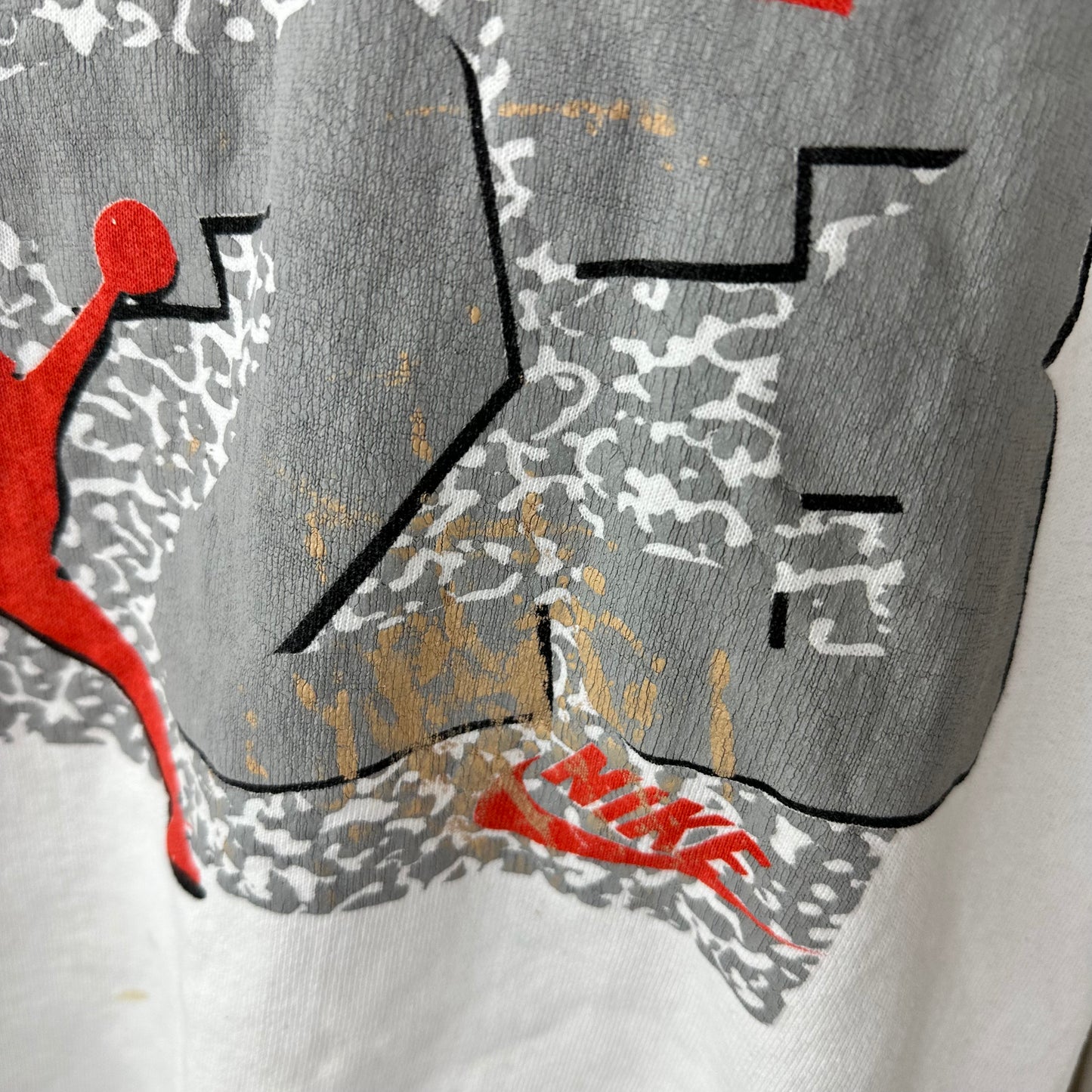 1990s Nike Air Jordan Sweatshirt, Size XL, Distressed, Paint Splatters