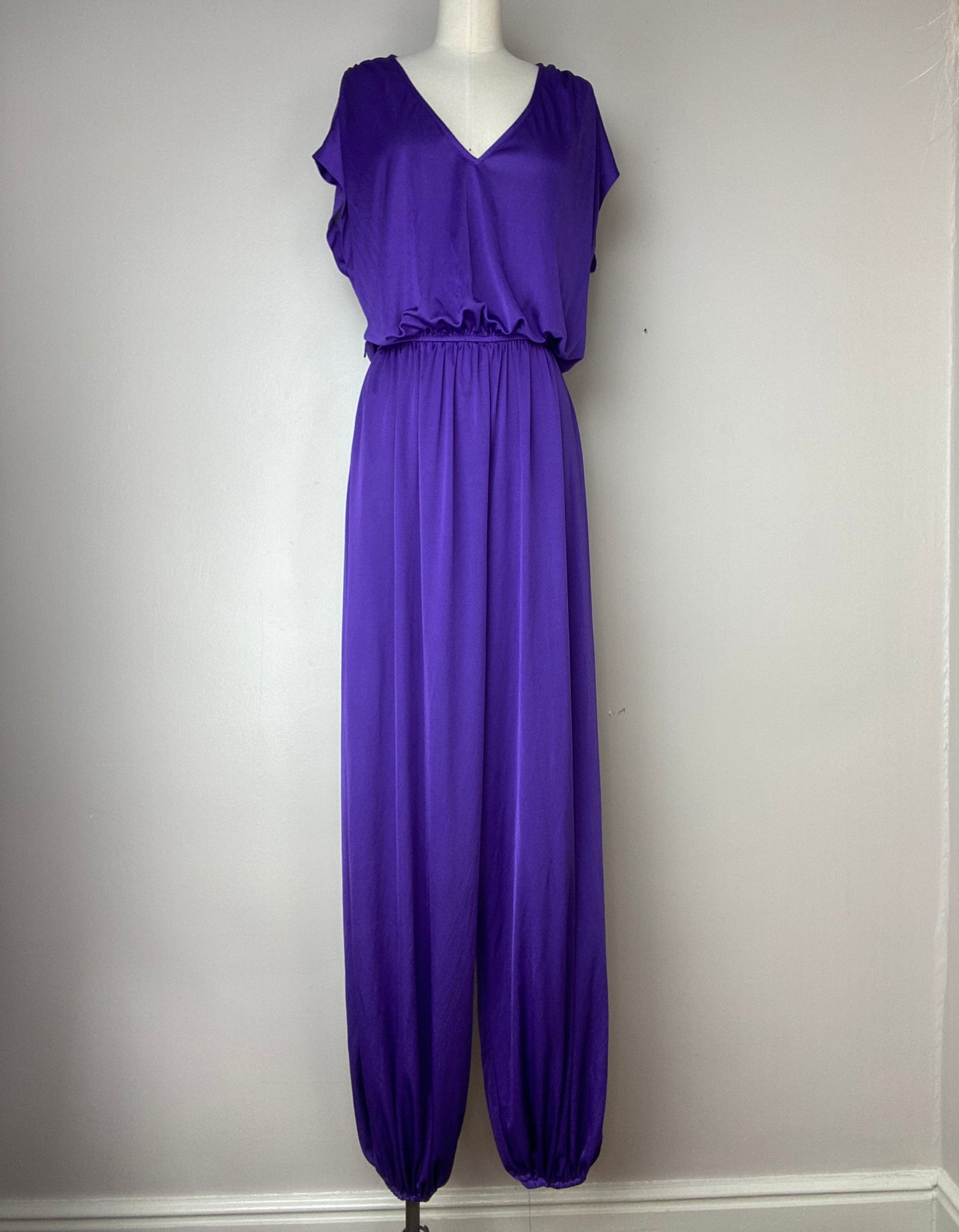 1970s/80s Purple Genie Pant Jumpsuit, Tracy, Size M/L Tall